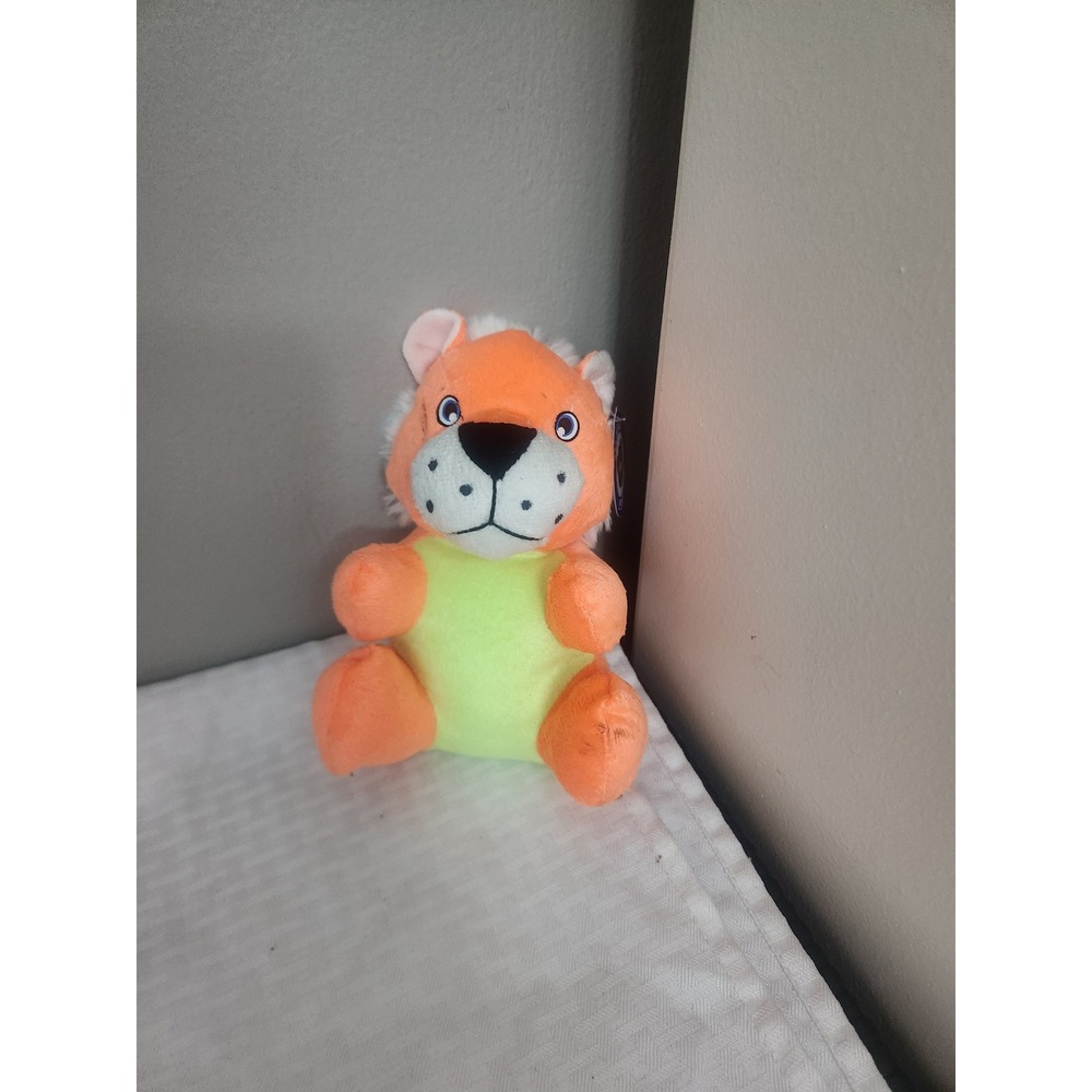 A&A Global Industries Orange Tiger Lion Plush Stuffed Animal Neon Green Belly